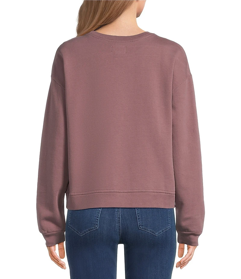 Pendleton Graphic Western Embroidered French Terry Knit Crew Neck Long Sleeves Sweater Top