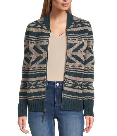 Pendleton Graphic Wool Zip Up Sweater