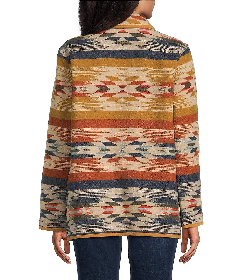 Pendleton Jacquard Reversible Wool Western Long Sleeve Button Front Jacket