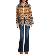 Pendleton Jacquard Reversible Wool Western Long Sleeve Button Front Jacket