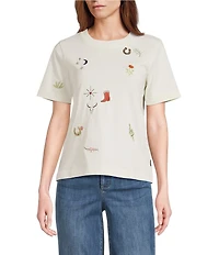 Pendleton Knit Crew Neck Short Sleeve Embroidered Charm Tee