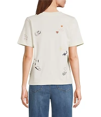 Pendleton Knit Crew Neck Short Sleeve Embroidered Charm Tee