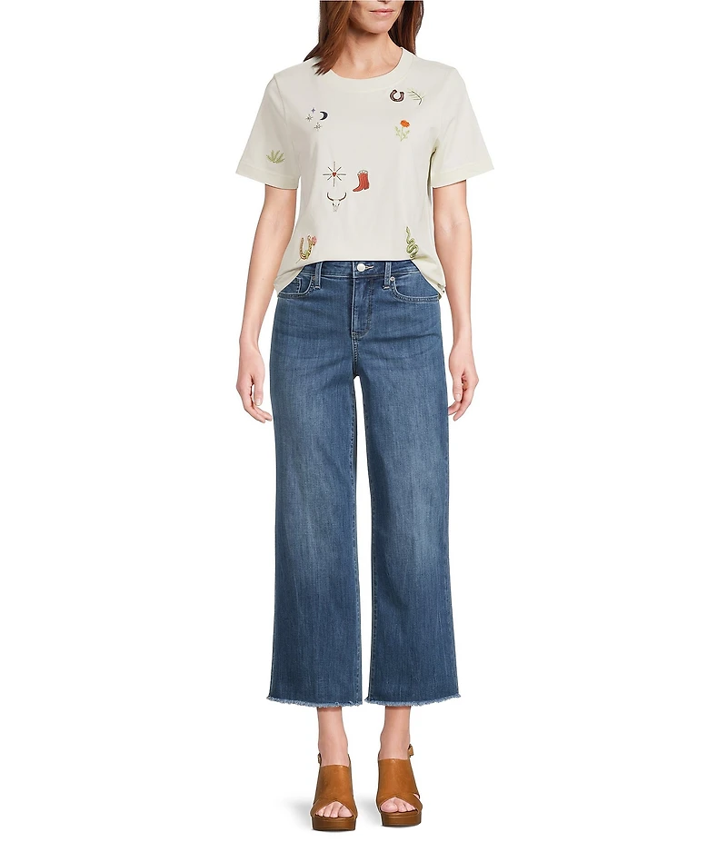 Pendleton Knit Crew Neck Short Sleeve Embroidered Charm Tee