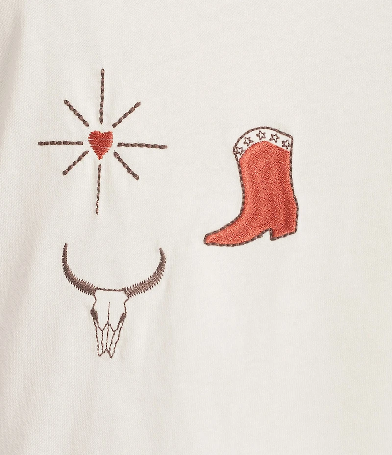 Pendleton Knit Crew Neck Short Sleeve Embroidered Charm Tee