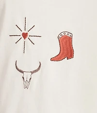 Pendleton Knit Crew Neck Short Sleeve Embroidered Charm Tee