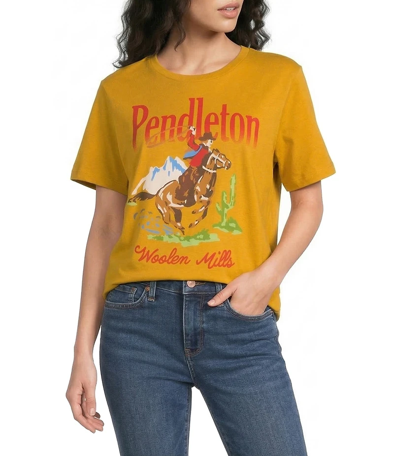 Pendleton Knit Crew Neck Short Sleeve Western Graphic Tee