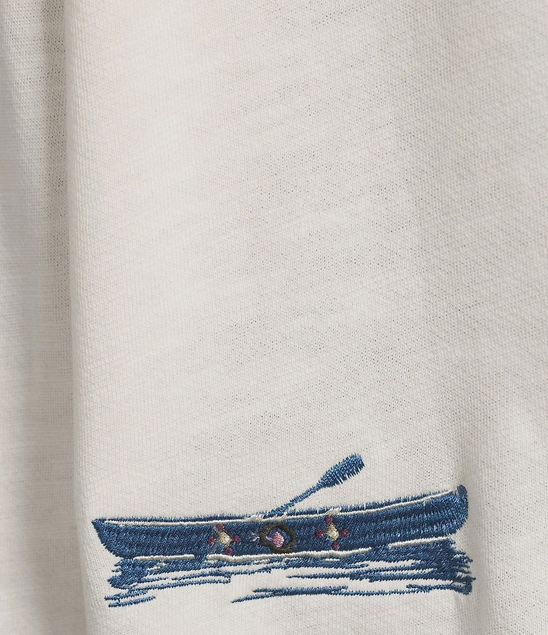 Pendleton Knit French Terry Crew Neck Long Sleeve Nautical Embroidered Top