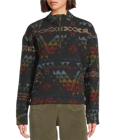Pendleton Knit Heritage Pattern Stand Collar Long Sleeve Half Zip Pullover