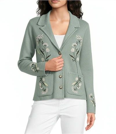 Pendleton Knit Notch Collar Long Sleeve Souvenir Cardigan