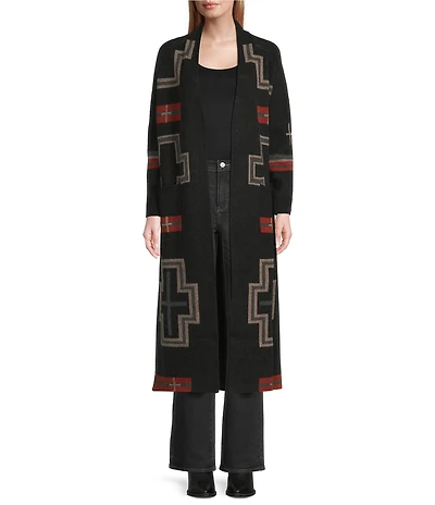 Pendleton Lambswool Graphic Open Front Long Sleeve Duster