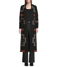 Pendleton Lambswool Graphic Open Front Long Sleeve Duster