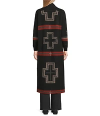 Pendleton Lambswool Graphic Open Front Long Sleeve Duster
