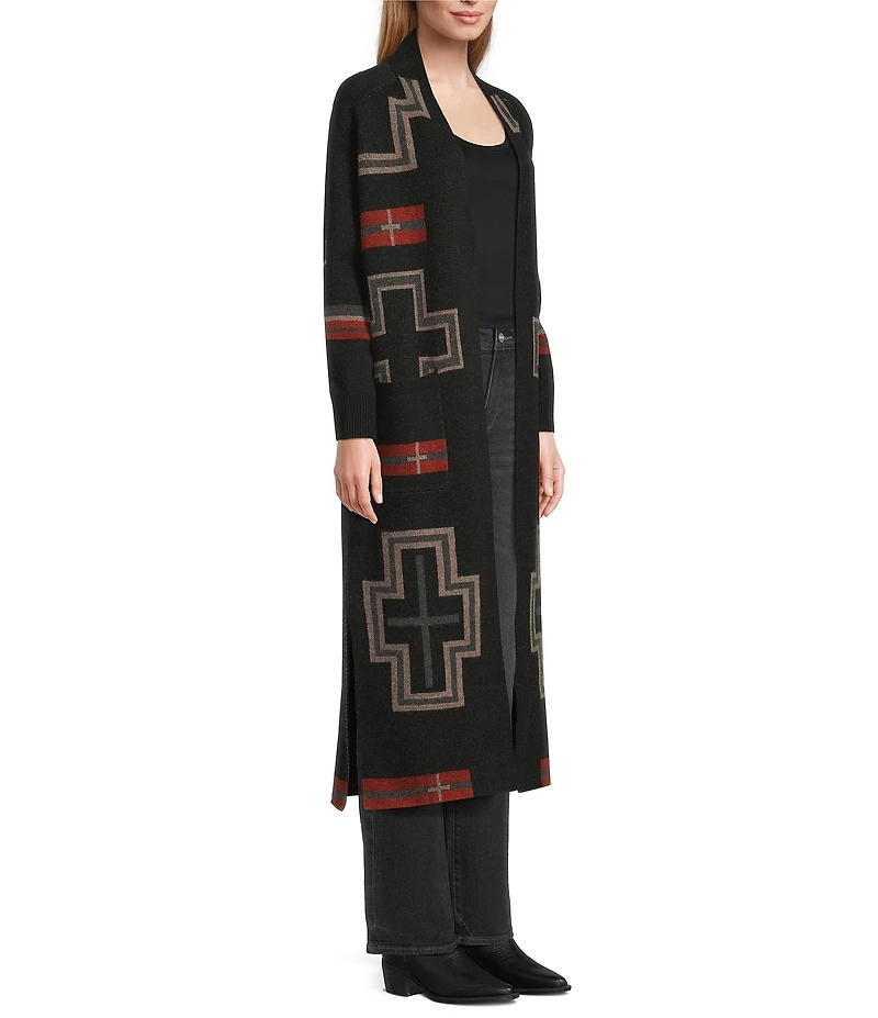 Pendleton Lambswool Graphic Open Front Long Sleeve Duster