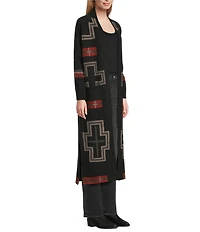 Pendleton Lambswool Graphic Open Front Long Sleeve Duster
