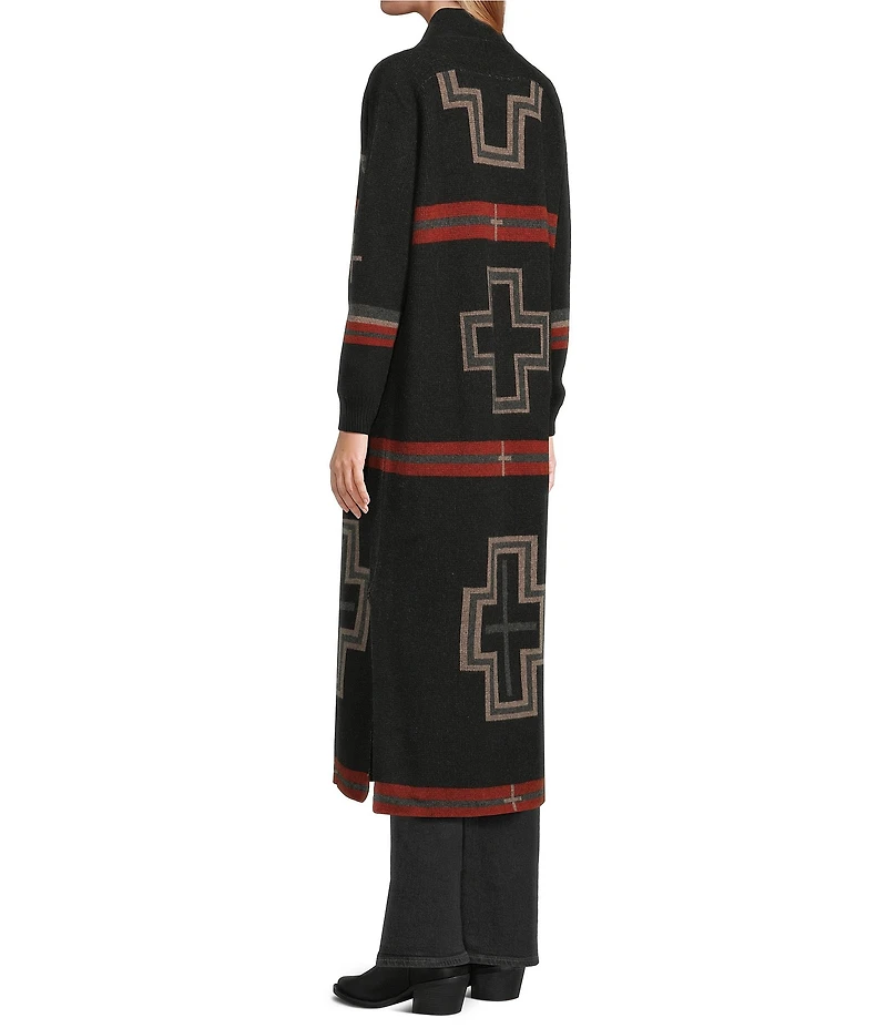 Pendleton Lambswool Graphic Open Front Long Sleeve Duster