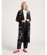 Pendleton Lambswool Graphic Open Front Long Sleeve Duster