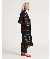Pendleton Lambswool Graphic Open Front Long Sleeve Duster