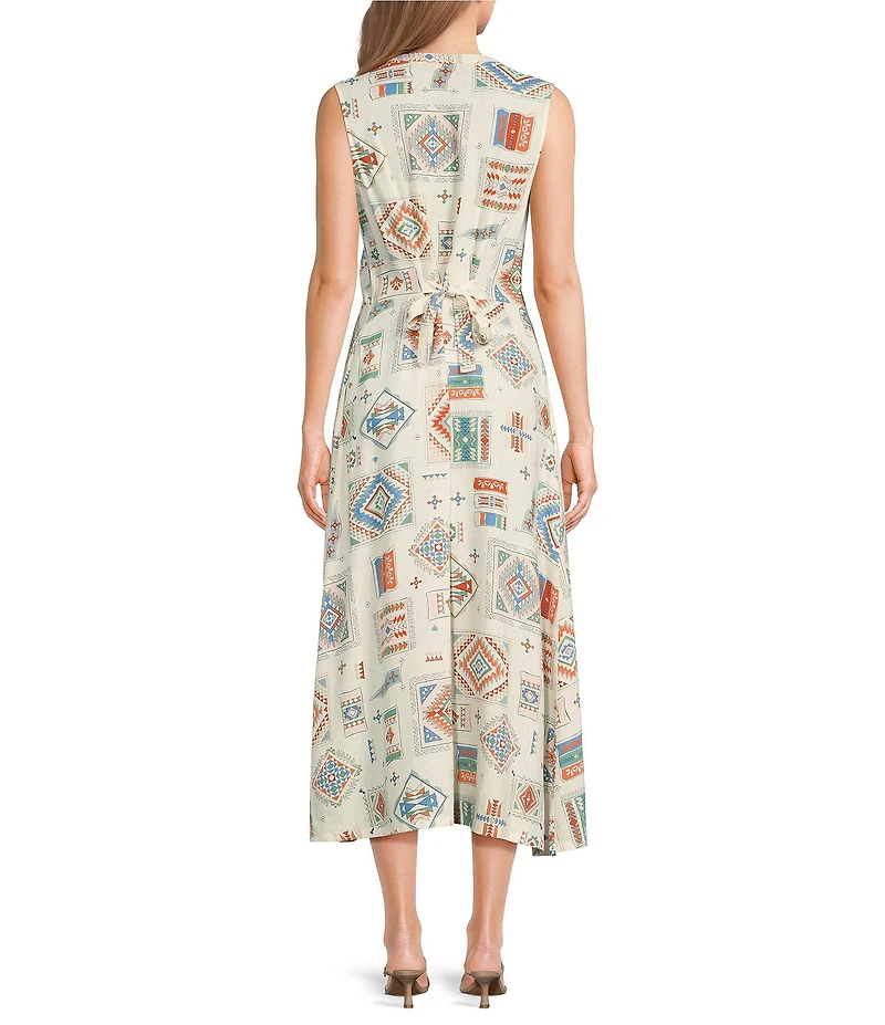 Pendleton Lana Printed Band Collar Sleeveless Midi Dress