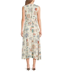 Pendleton Lana Printed Band Collar Sleeveless Midi Dress