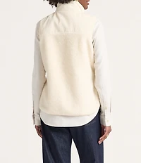 Pendleton Laurel Berber Fleece Stand Collar Sleeveless High-Low Hem Zip Front Vest