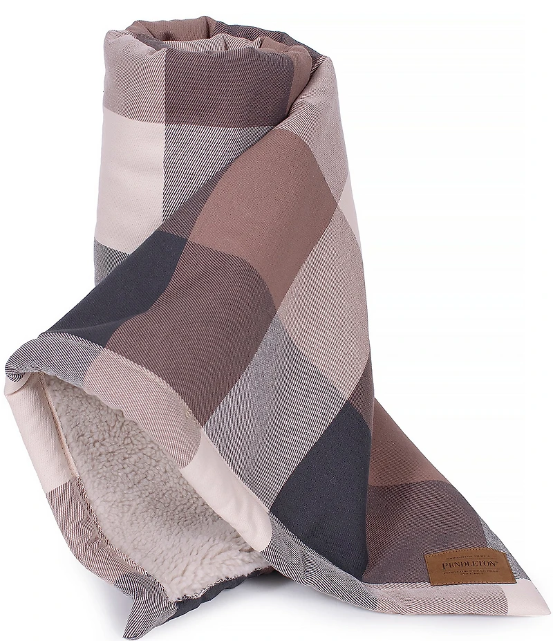 Pendleton Pet Classics Block Plaid Pattern Berber Plush Throw Blanket