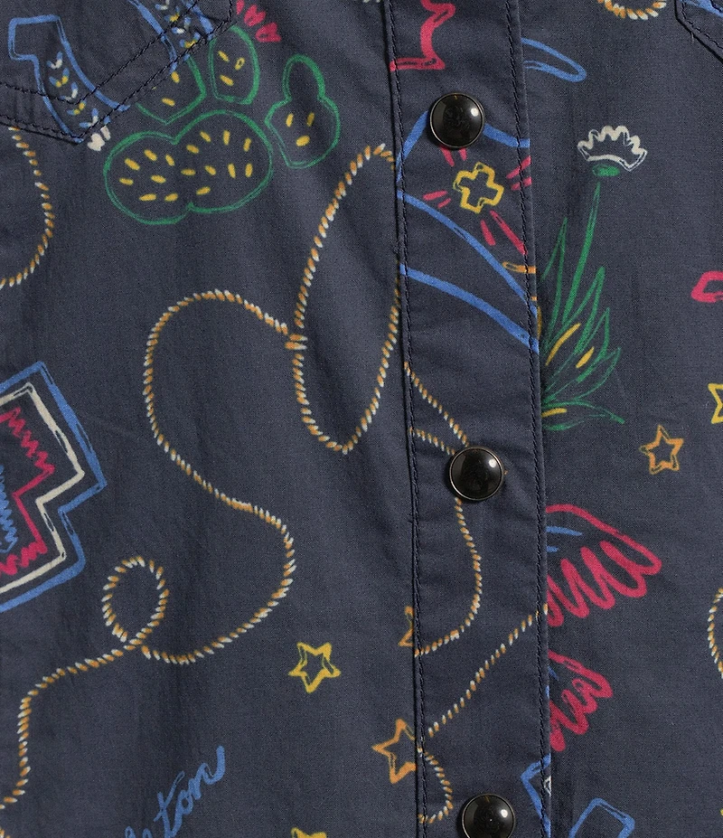 Pendleton Printed Point Collar Long Sleeve Poplin Shirt Dress