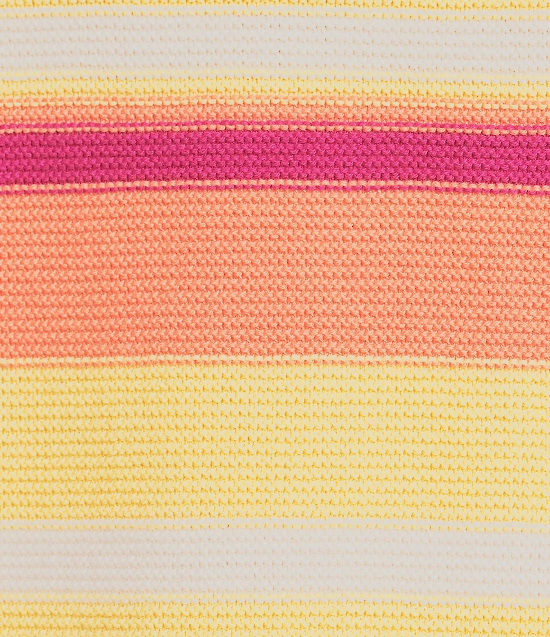 Pendleton Ribbed Knit Textured Stripe Crew Neck Short Sleeve Top