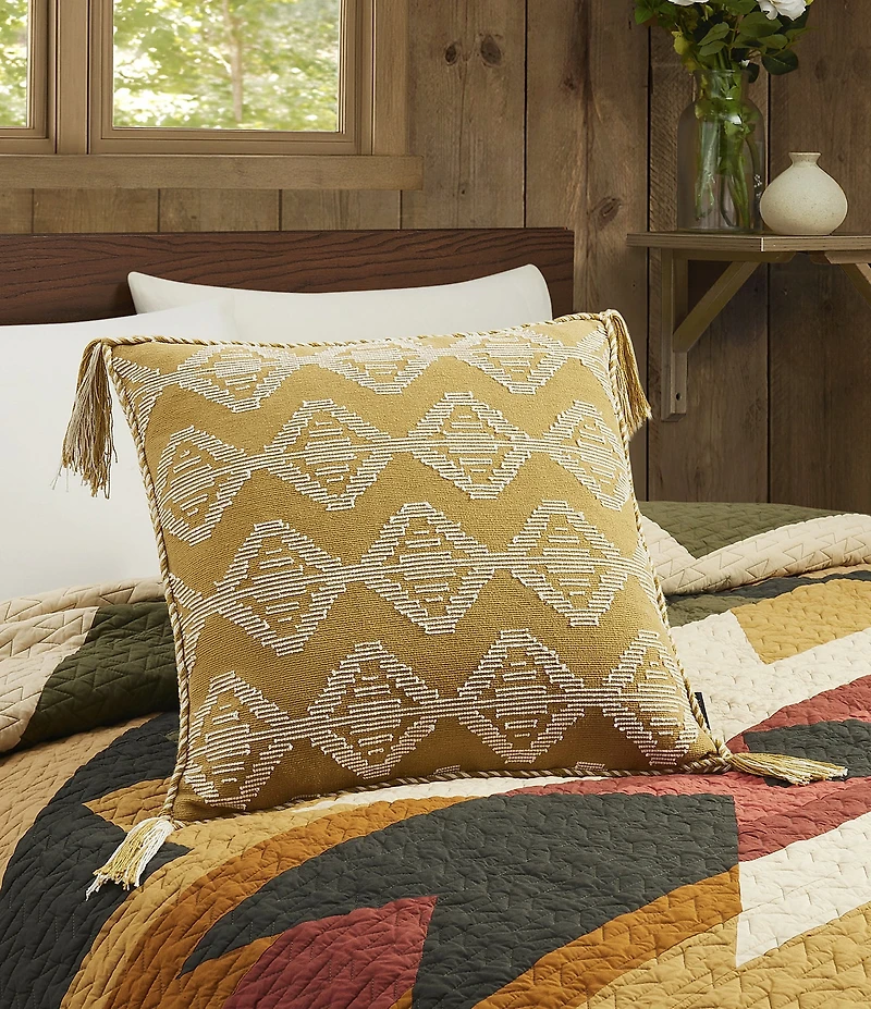 Pendleton Saddlebrook Stitching Geometric Print Tassel Square Pillow