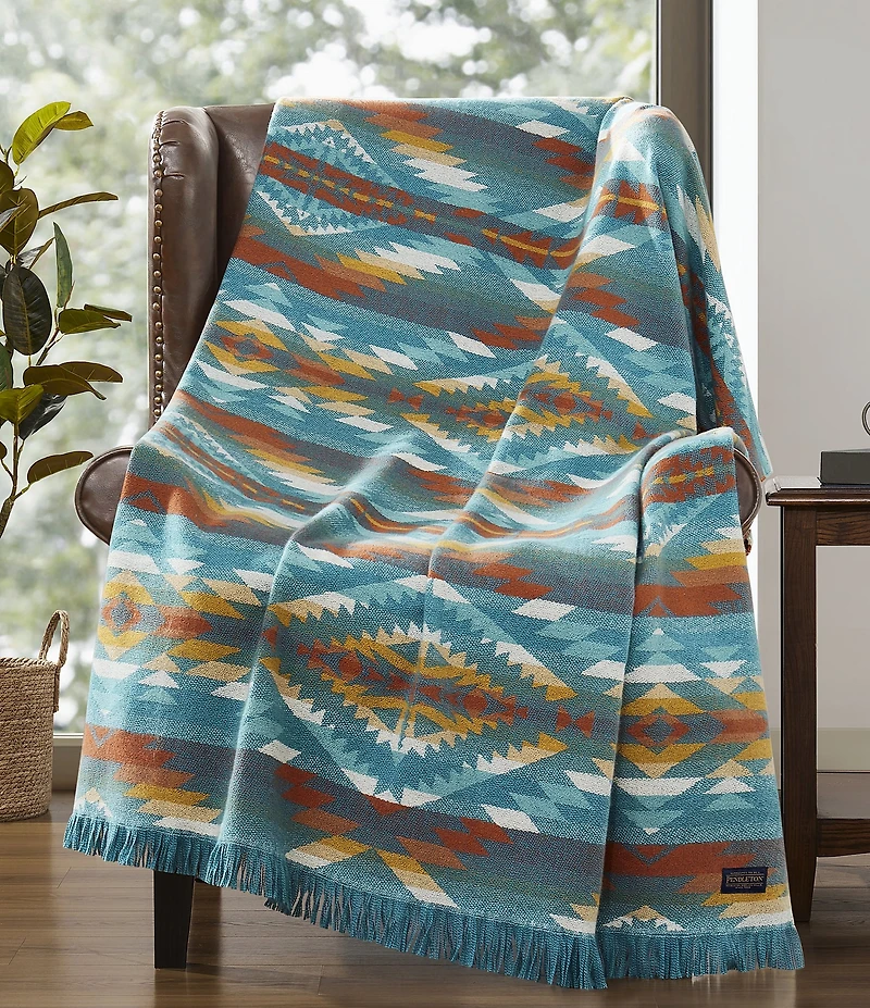 Pendleton Summerland Geometric Fringed Thrown Blanket