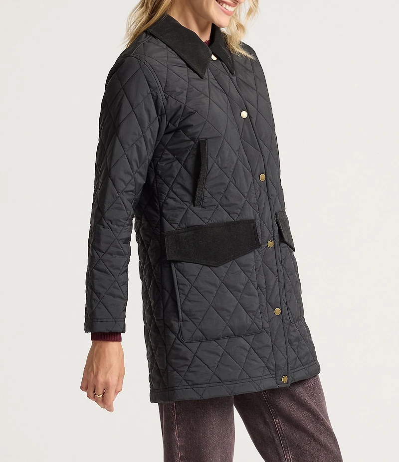 Pendleton Sun River Quilted Corduroy Club Collar Snap Front Accent Field Coat