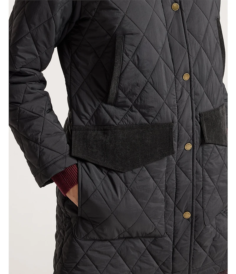 Pendleton Sun River Quilted Corduroy Club Collar Snap Front Accent Field Coat