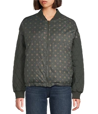 Pendleton Sweet Grass Quilted Down Baseball Collar Zip Front Bomber Jacket