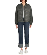 Pendleton Sweet Grass Quilted Down Baseball Collar Zip Front Bomber Jacket