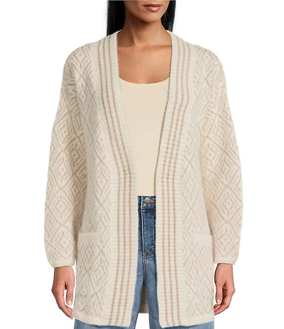Pendleton Textured Alpaca Shawl Collar Long Sleeve Open Front Cardigan