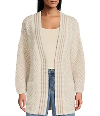 Pendleton Textured Alpaca Shawl Collar Long Sleeve Open Front Cardigan
