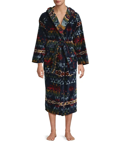 Pendleton Unisex Pattern Long Sleeve Terry Hoodie Robe