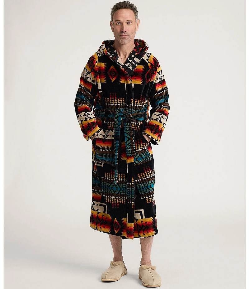 Pendleton Unisex Pattern Long Sleeve Terry Hoodie Robe Terry Robe