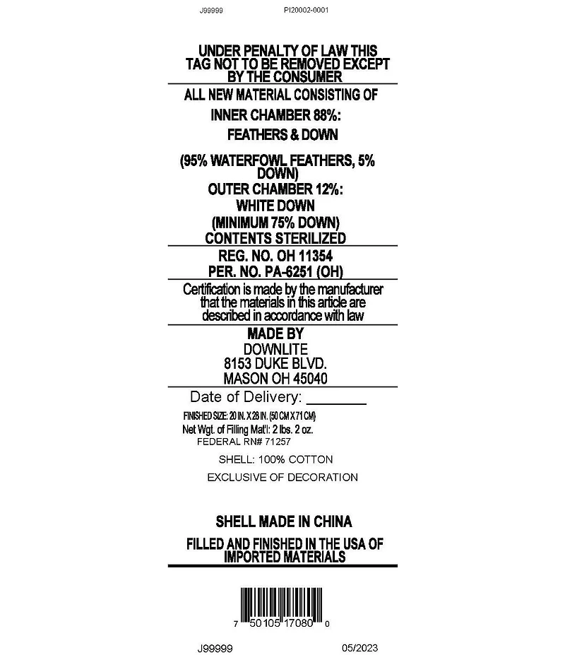 Pendleton Urban Traveler Collection 360Down® Chamber Firm Pillow