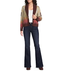 Pendleton Western Scenic Ombre Knit Shawl Collar Long Sleeve Button Cardigan