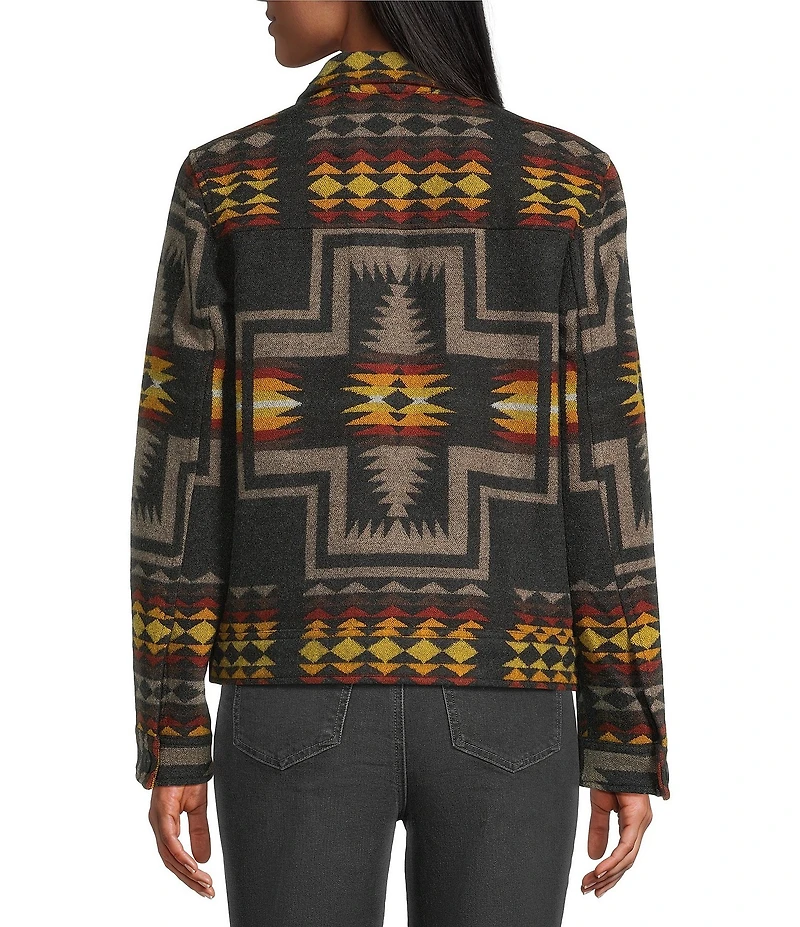 Pendleton Willa Wool Jacquard Fold-Down Collar Long Sleeve Jacket