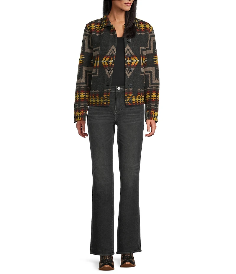 Pendleton Willa Wool Jacquard Fold-Down Collar Long Sleeve Jacket