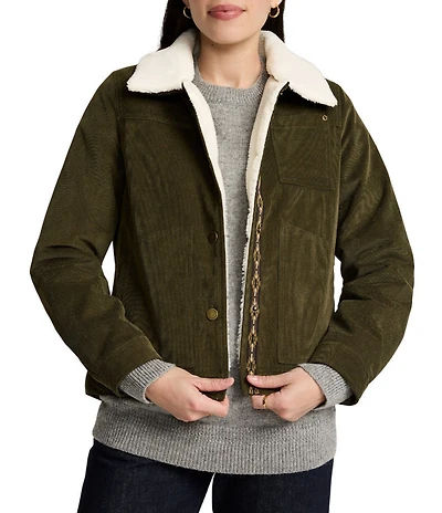 Pendleton Wind River Corduroy Water Resistant Club Collar Snap Front Trucker Jacket