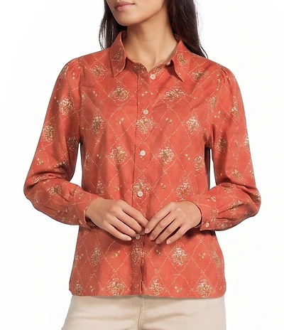 Pendleton Winona Adobe Lattice Print Point Collar Long Sleeve Shirt