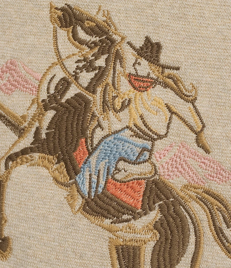 Pendleton Wool Blend Point Collar Long Sleeve Embroidered Souvenir Cardigan