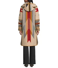 Pendleton Wool Jacquard Pattern Hooded Long Sleeve Cardigan