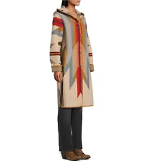 Pendleton Wool Jacquard Pattern Hooded Long Sleeve Cardigan