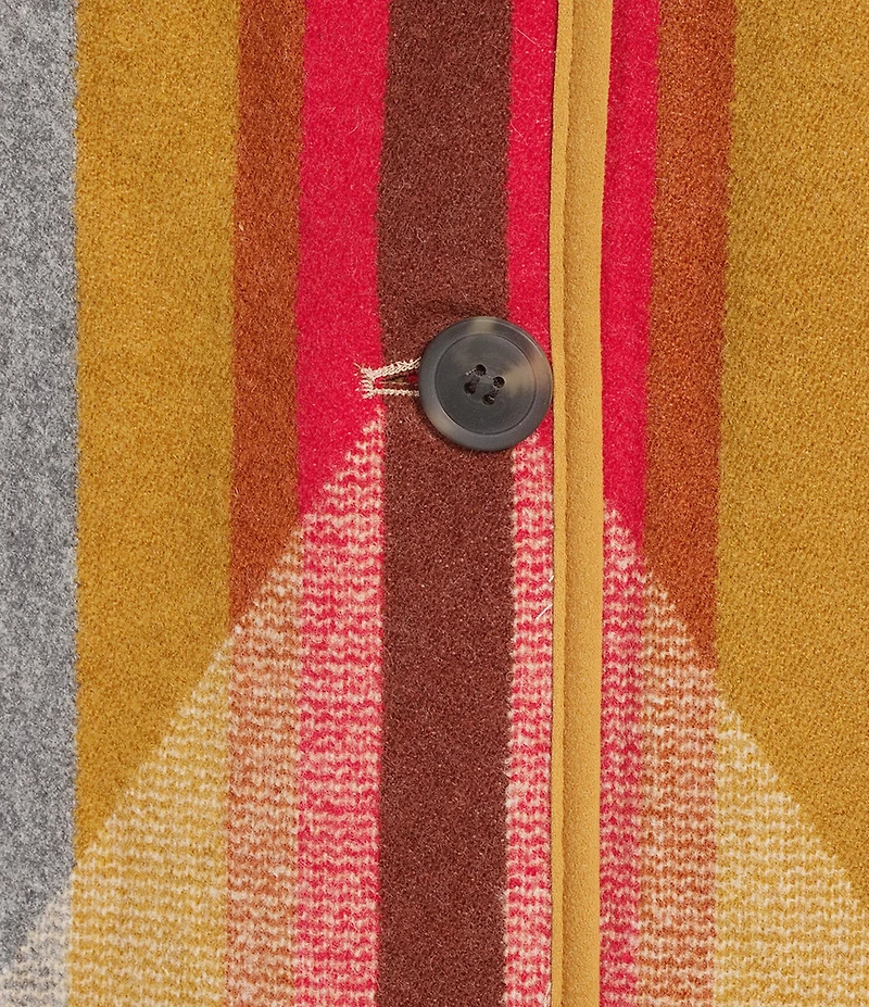 Pendleton Wool Jacquard Pattern Hooded Long Sleeve Cardigan