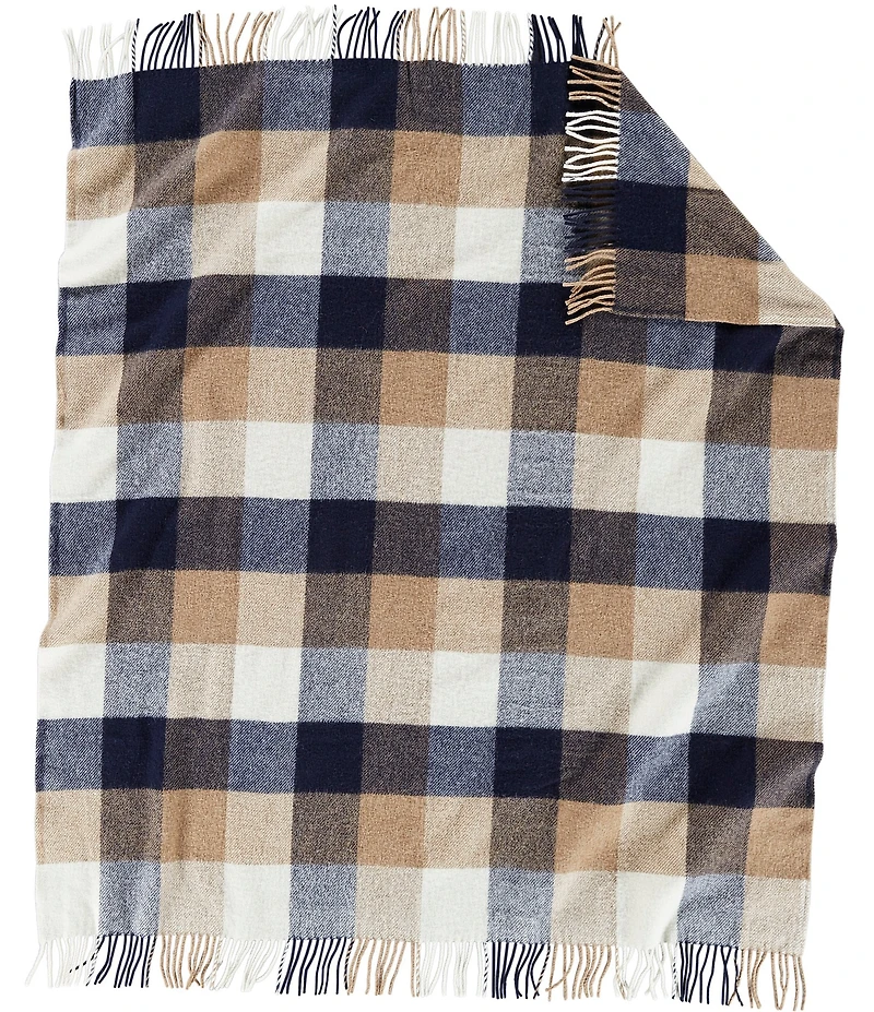 Pendleton Woolen Mills Eco-Wise Wool Fringed Buffalo Check Washable Throw