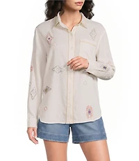Pendleton Woven Embroidered Spread Collar Long Sleeve Shirt