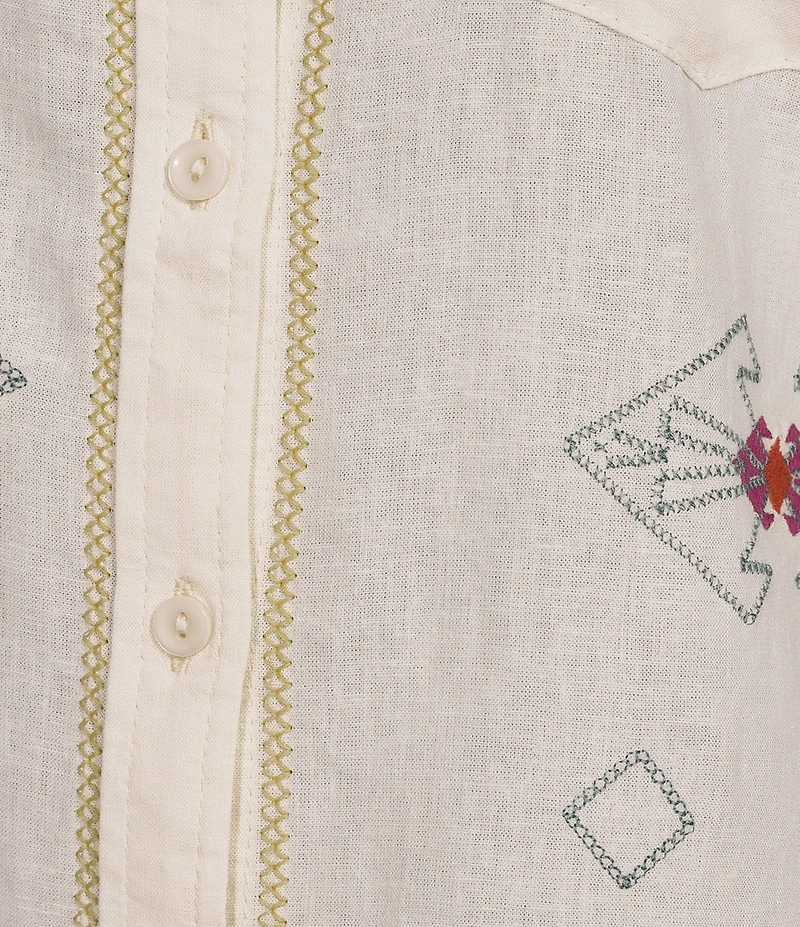 Pendleton Woven Embroidered Spread Collar Long Sleeve Shirt